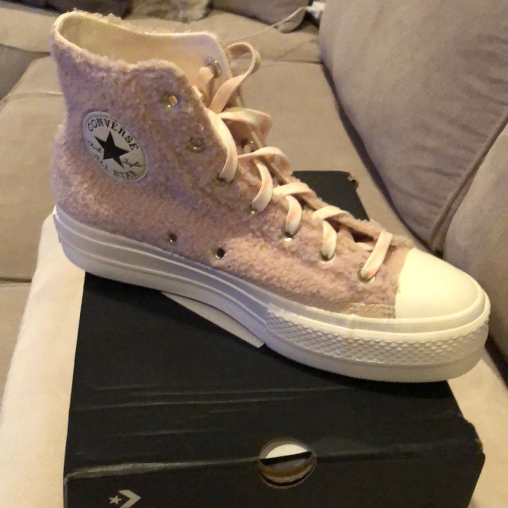 Converse Light Pink Textured High-Tops